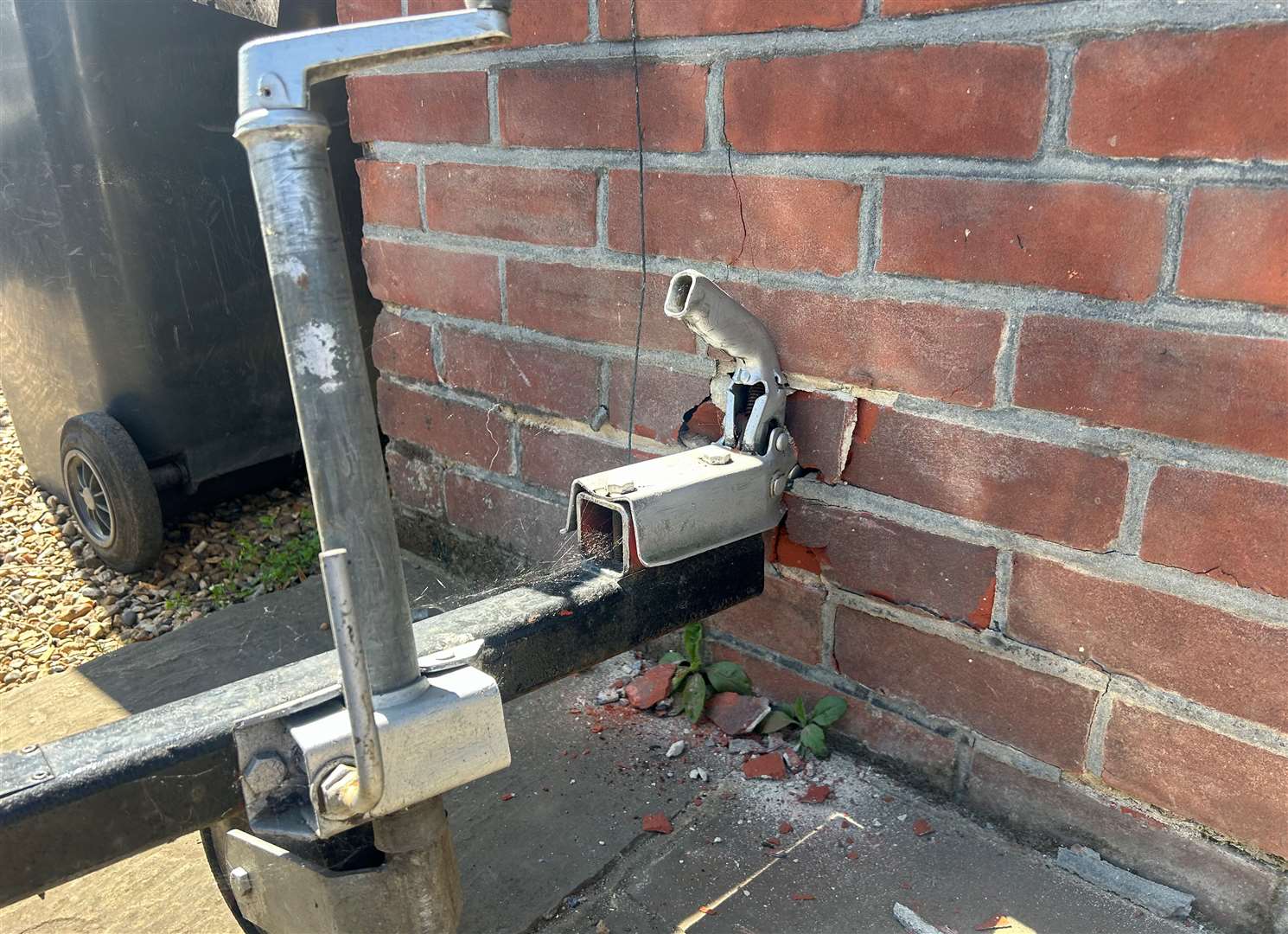 A trailer hitch was pushed into the wall of their Whitstable home