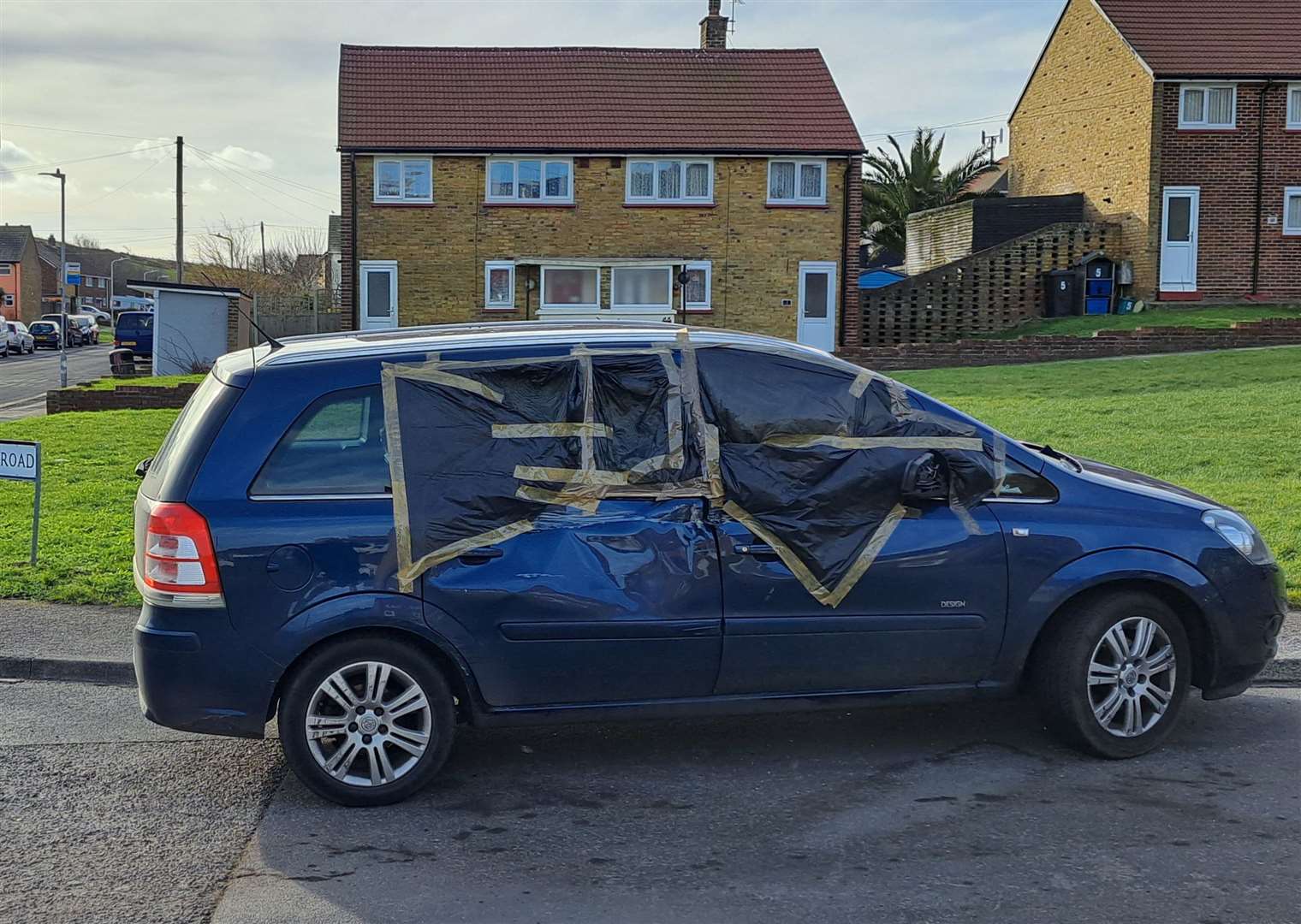 Maria Stoake's smashed car in Aycliffe, near Dover