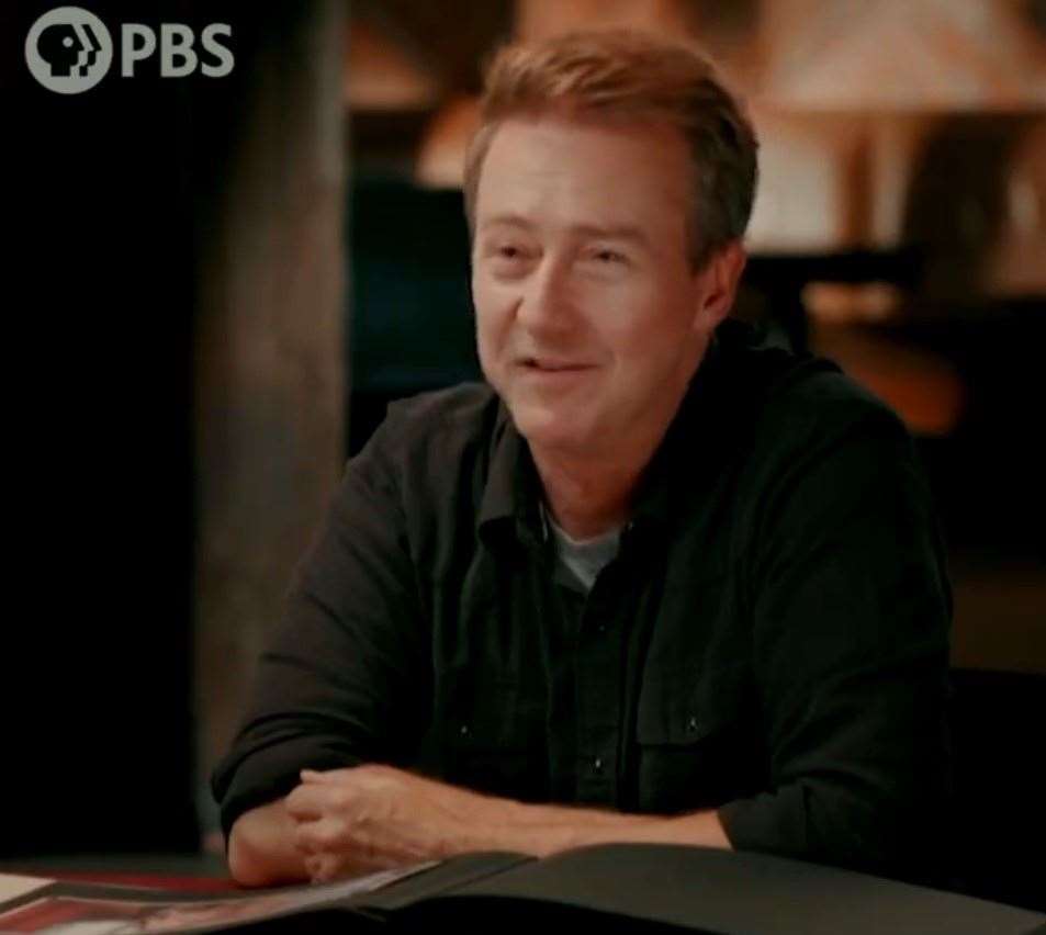 Actor Edward Norton is the 12th great grandson of Pocahontas and John Rolfe. Picture: PBS