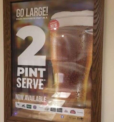 Taking a leaf out of McDonald’s book, Greene King is encouraging its customers to upgrade and go large with a two pint serving