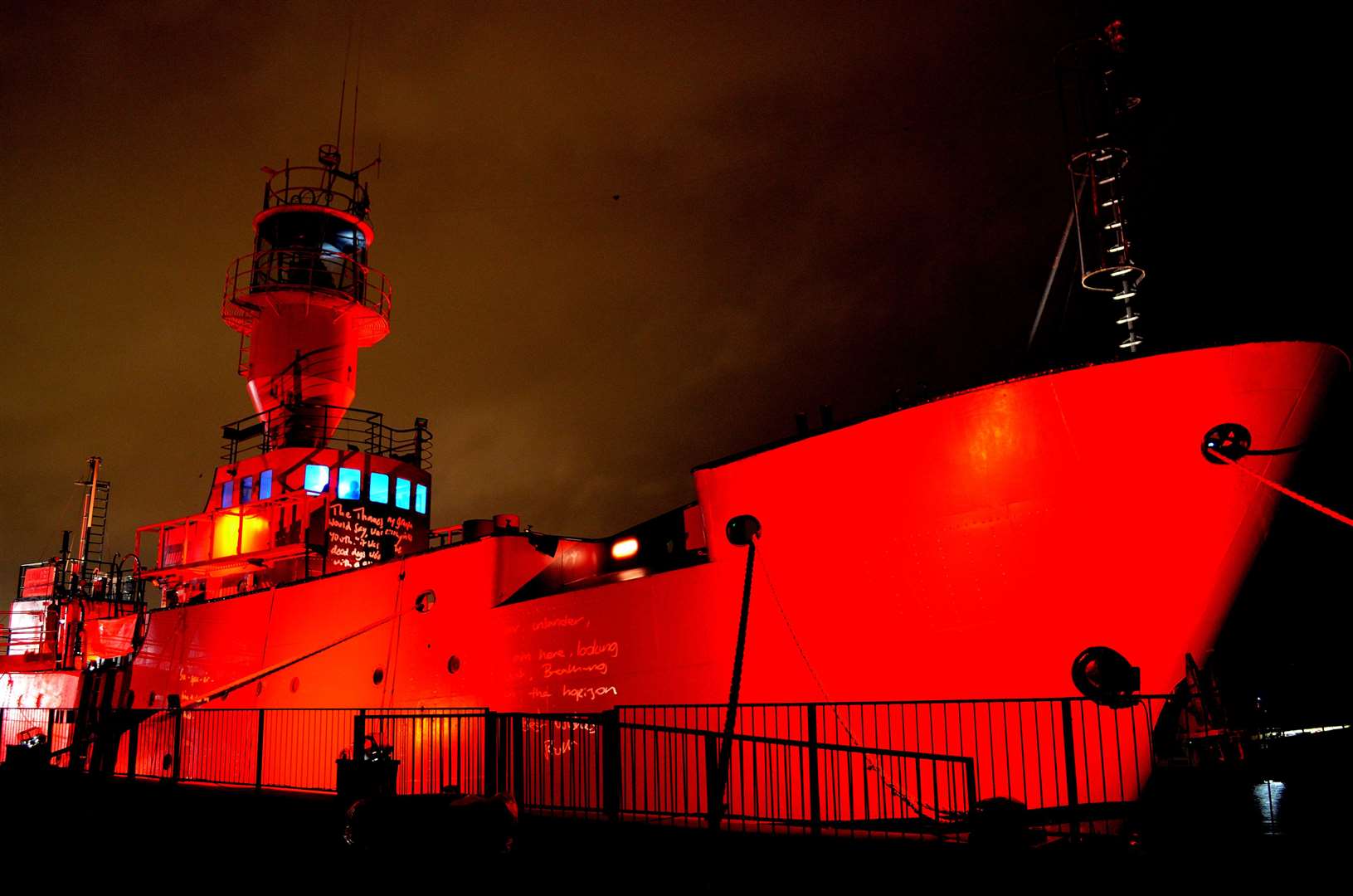 The historic LV21 lightship is lit up this weekend as part of a reflect arts and minds project. Photo: Jason Arthur (19167905)