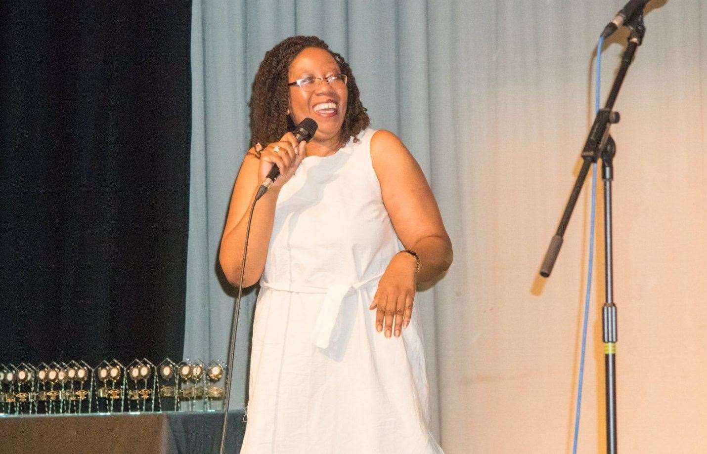 Carol presenting the Sankofa Young Black Achievers Awards in 2017