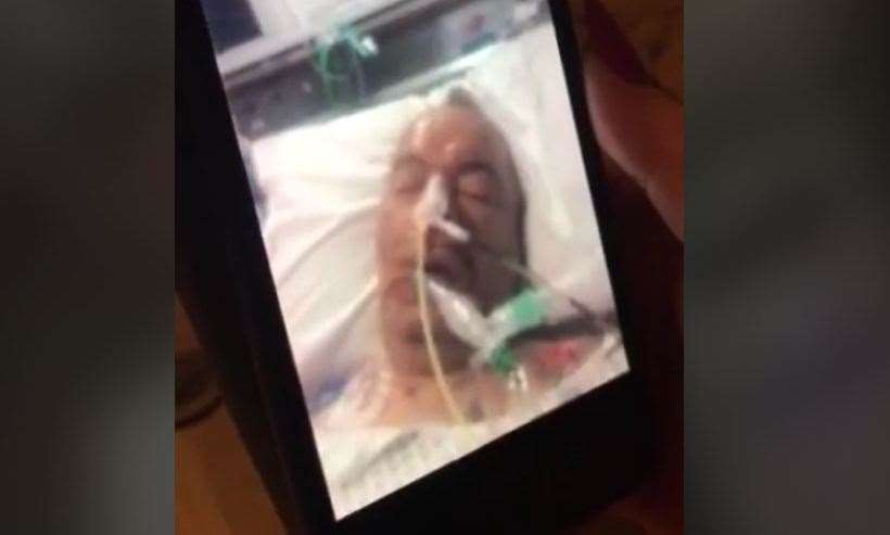 Simona Zaice was shown Eduardas in intensive care during a video call with doctors. Picture: Simona Zaice