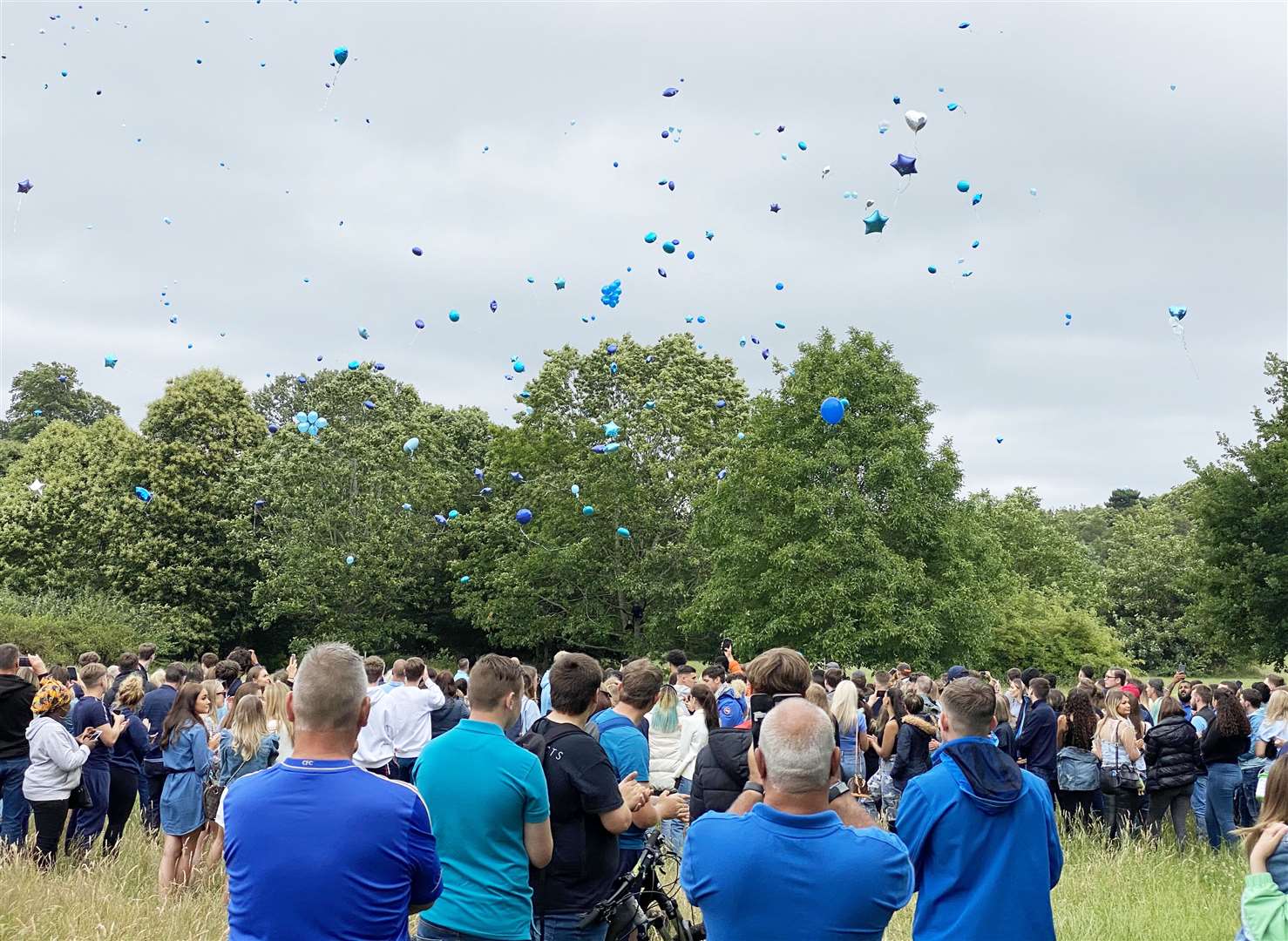 A balloon release at Camer Park, Meopham in memory of Elliott Holmes, who took his own life. Picture: Barry Goodwin