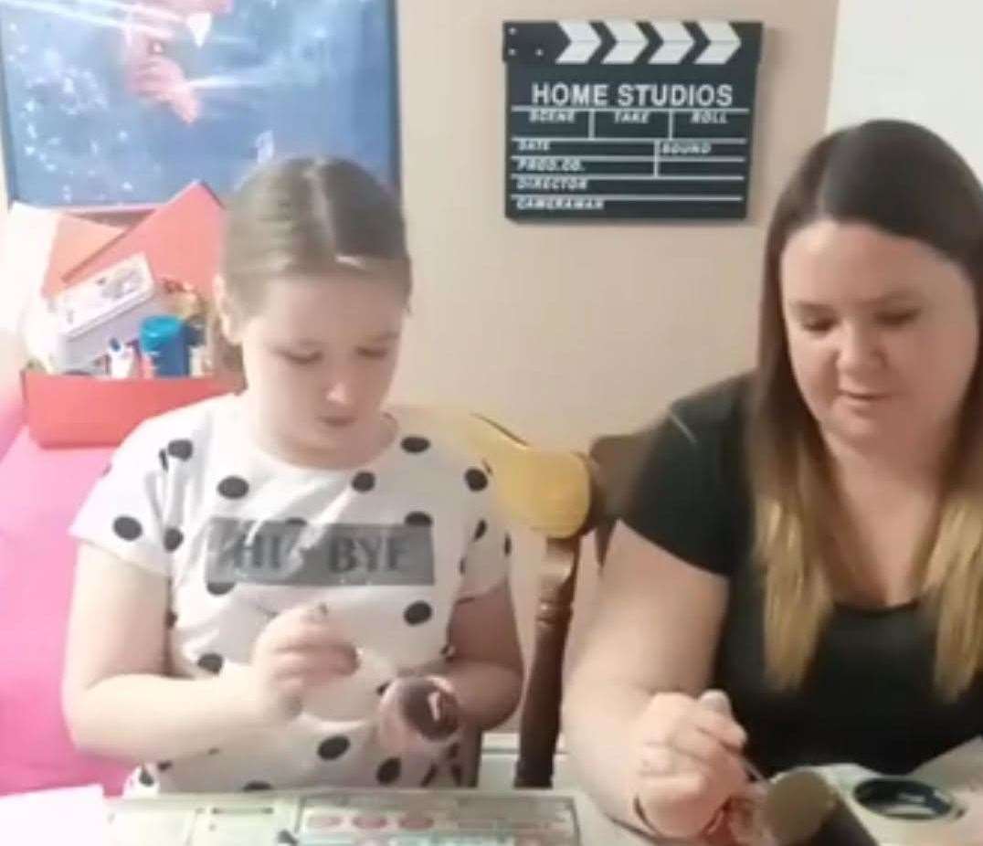 Bethany and her mum taking part in Facebook live activities