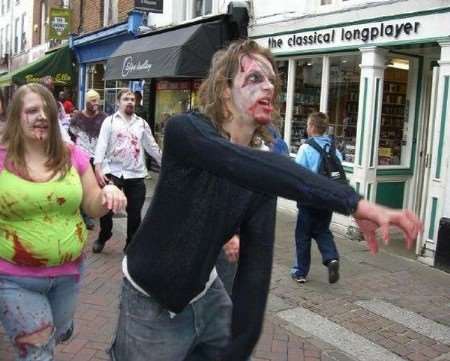 Characters who took part in the zombie walk. Picture: Greg Moore