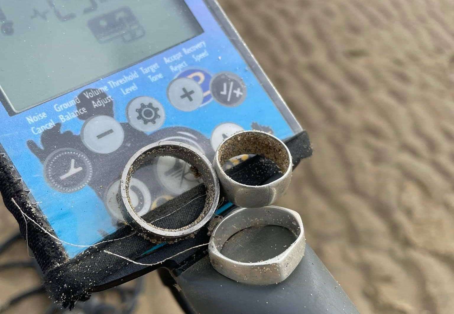 Brendan Sansom has unearthed many rings with his detector on beaches in the Folkestone district