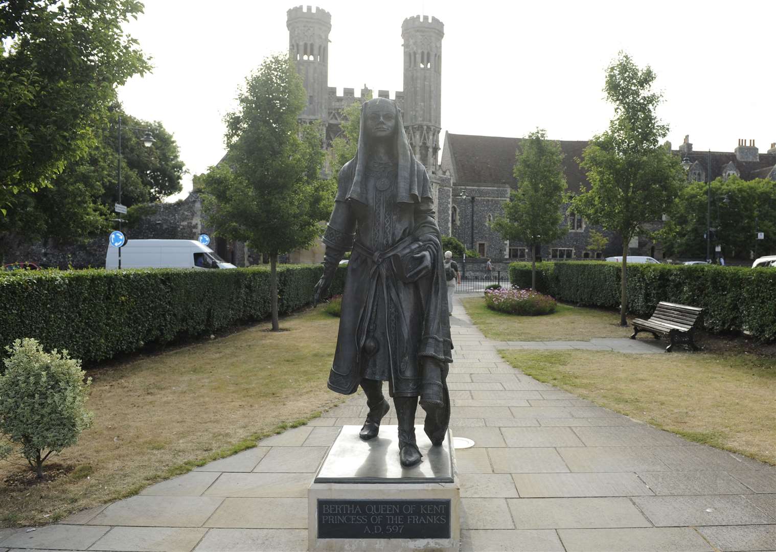 Queen Bertha's statue outside of the gate to the King’s School, Canterbury Picture: Tony Flashman