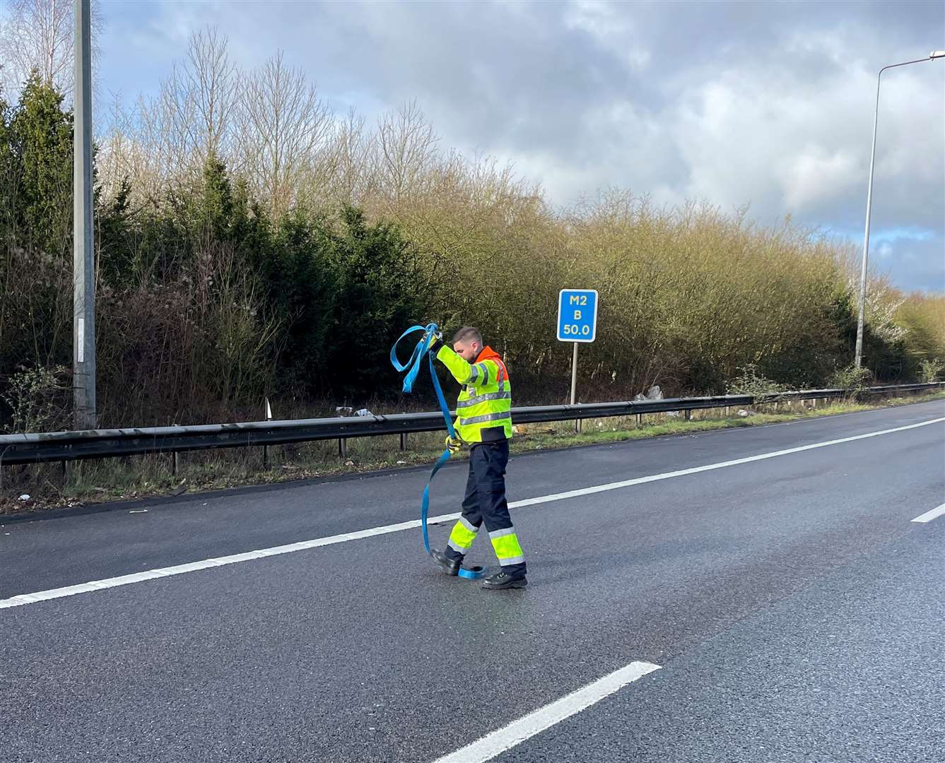 Callum Harkness cleared the M2 carriageway of debris