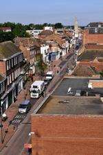 View of Sittingbourne High Street from St Michael's Church roof