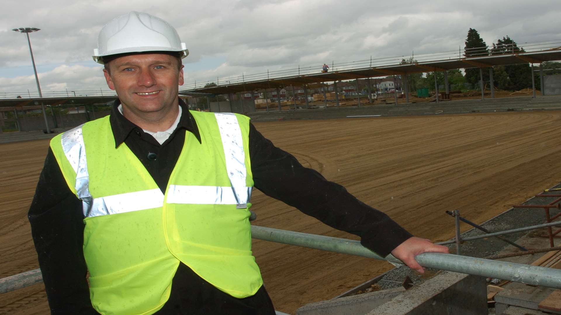 Tony Burman at Princes Park during the stadium's construction