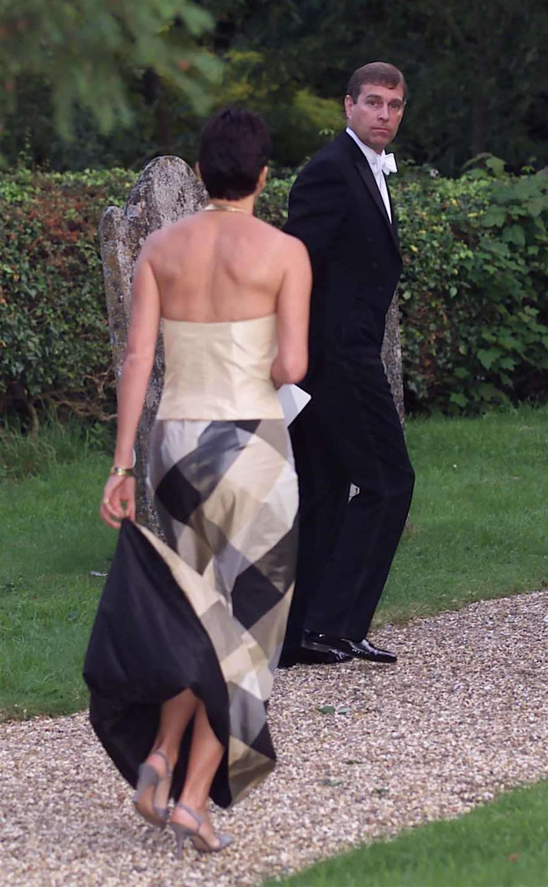 Ghislaine Maxwell and the Duke of York, seen leaving a society wedding in 2000 (Chris Ison/PA)