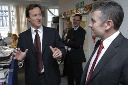 David Cameron talks to Kent Messenger senior editor Bob Bounds. Picture: Grant Falvey