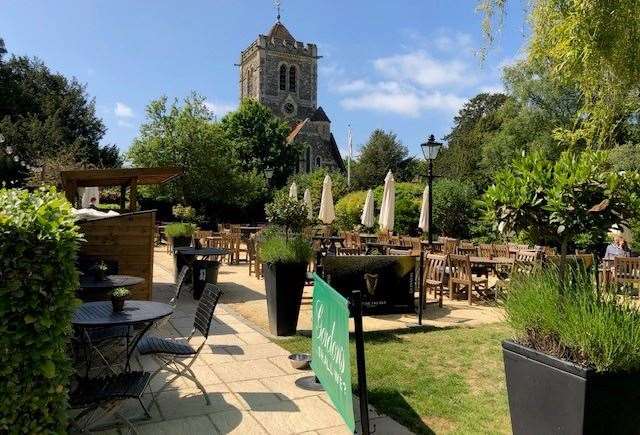 Parking is available in front of the village church. It’s then just a short walk round the front of the garden to get to the pub.
