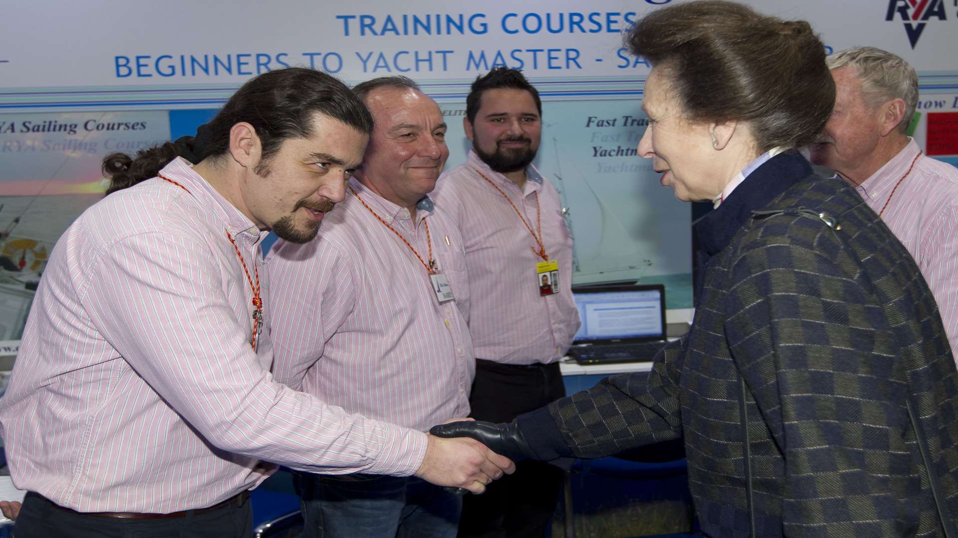 HRH The Princess Royal visits Elite Sailing stand at the London Boat Show, ExCeL London