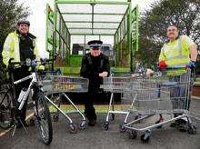 PC Steve King, PC Gavin Scales and Malcolm Pepper, who works for Swale council contractors Verdant