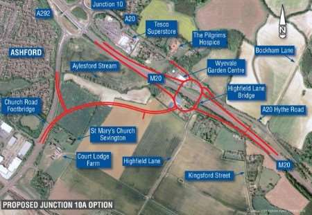 The proposed new junction 10a of the M20
