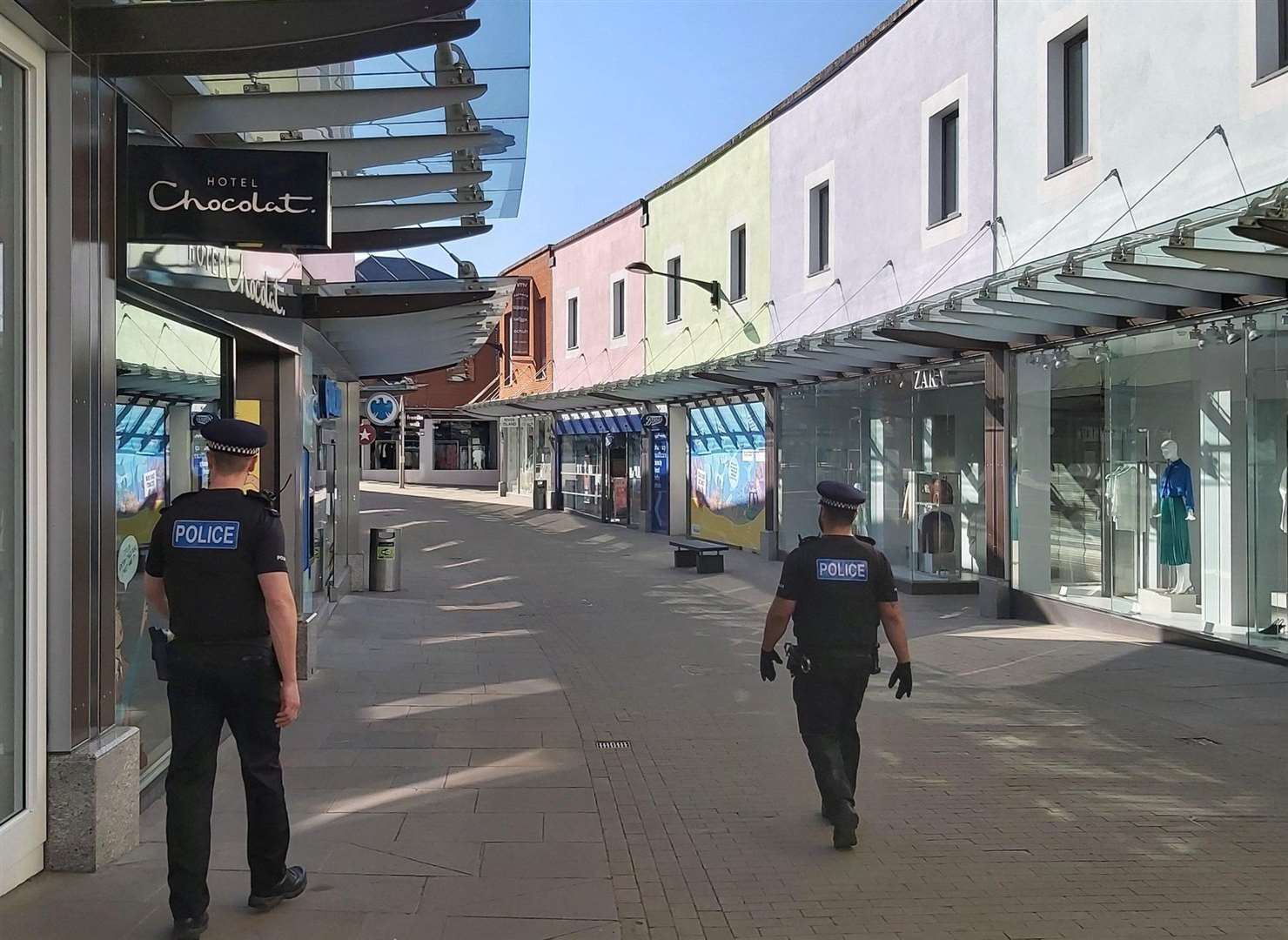 Police patrol the town centre