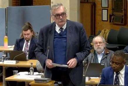Leader of the Medway Tories addresses the chamber during a full council meeting. Photo: Medway Council