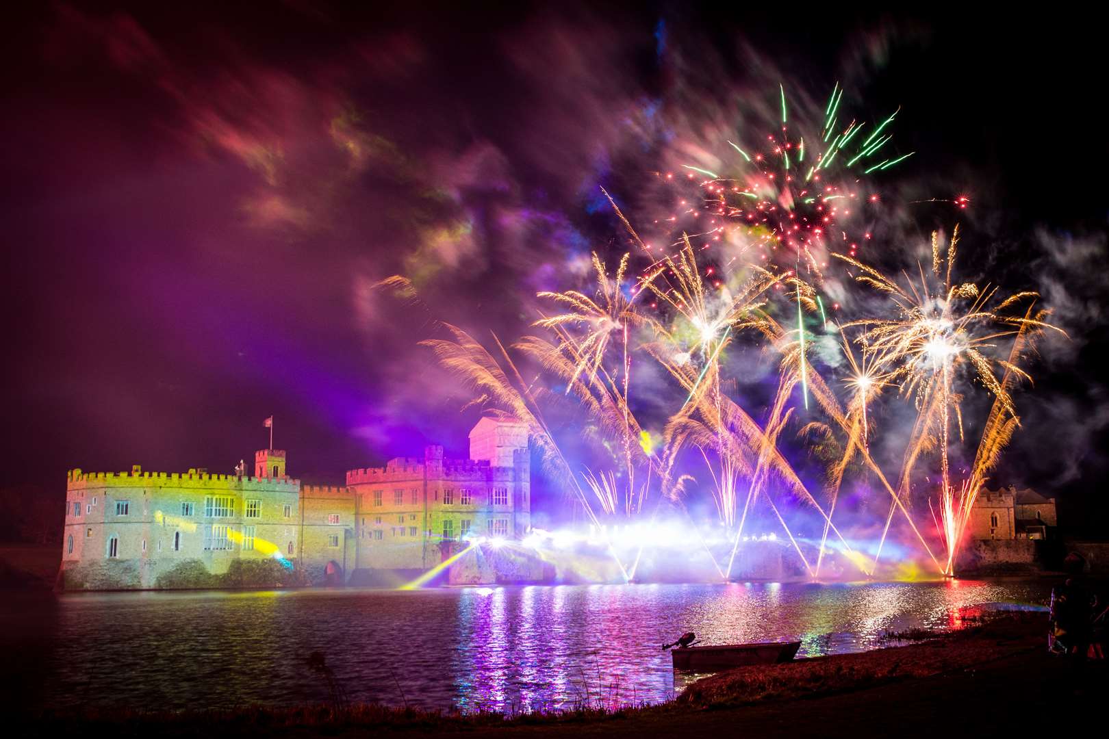 Spectacular fireworks will light up the skies over the historic Leeds Castle. Picture: Matthew Walker / Leeds Castle