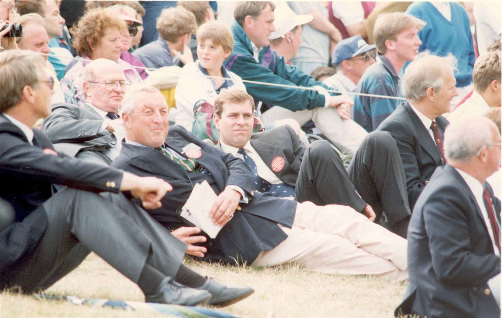 The Duke of York relaxed in the crowds watching the 1993 Open Golf Championship at Royal St George's, Sandwich, in July 1993. It was won that year by Greg Norman