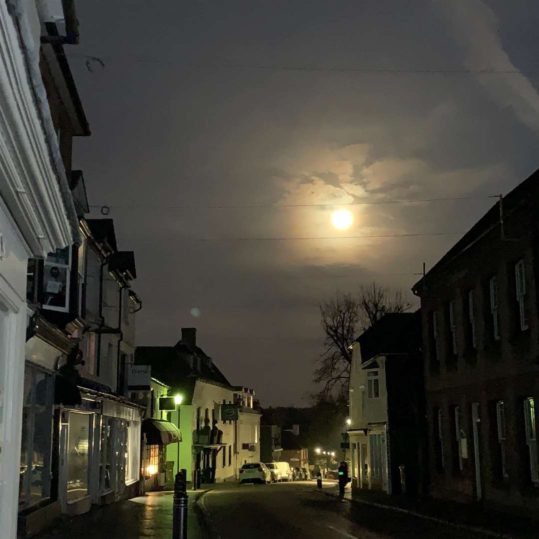 The pink supermoon taken from Swan Street, West Malling. Picture: Angie Withers