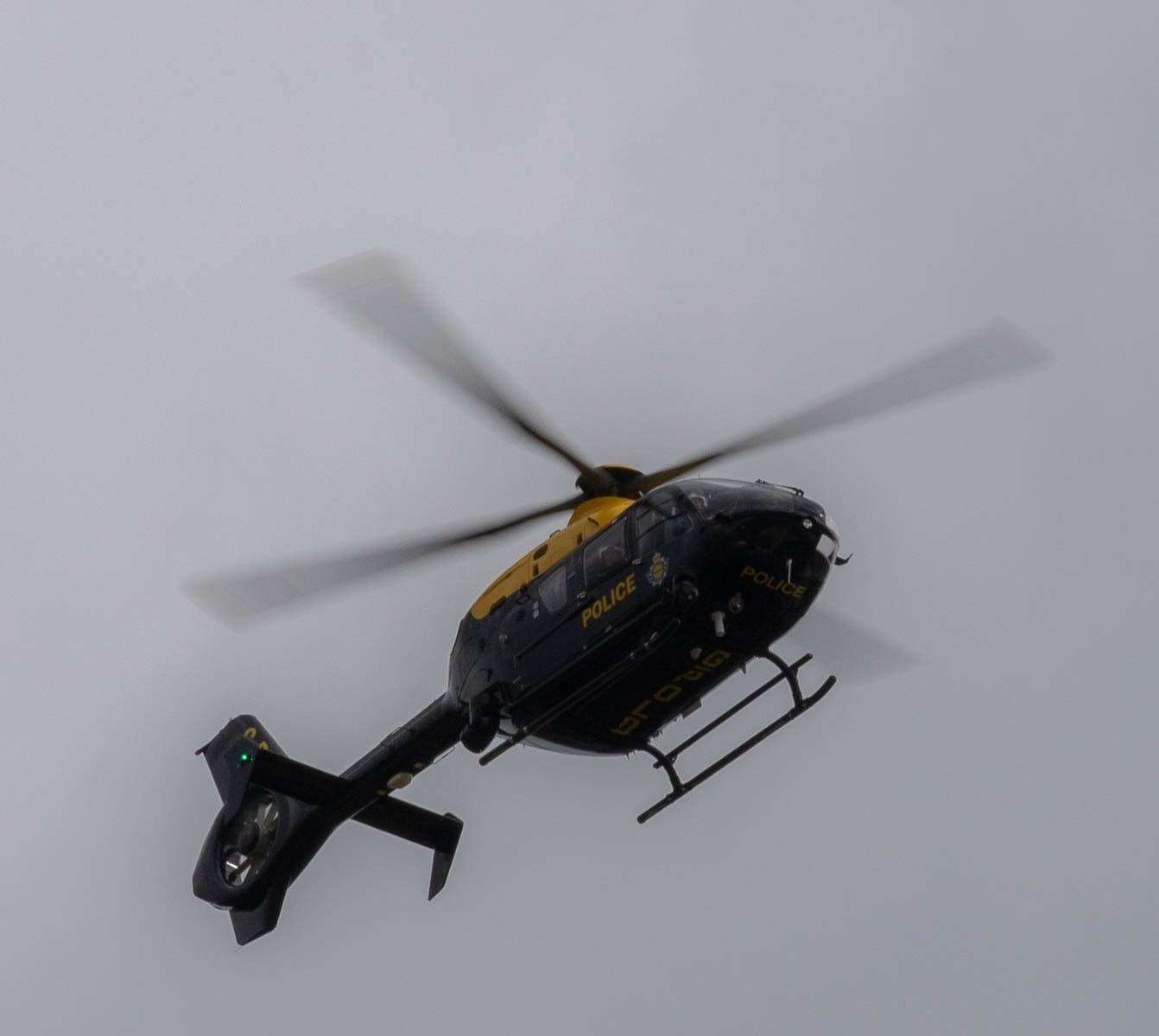The police helicopter searched for a man in Marine Parade, Sheerness, for around four hours. Picture: Steve Akehurst