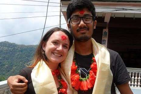 Lizzie Lowrey with Nepalese volunteer, Rahul