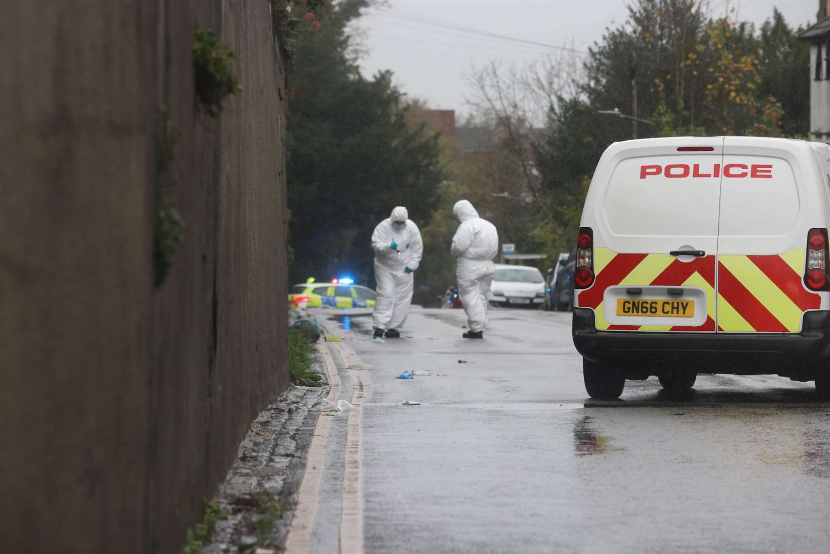 Forensic officers at the scene of a serious assault in Borstal Street, Borstal