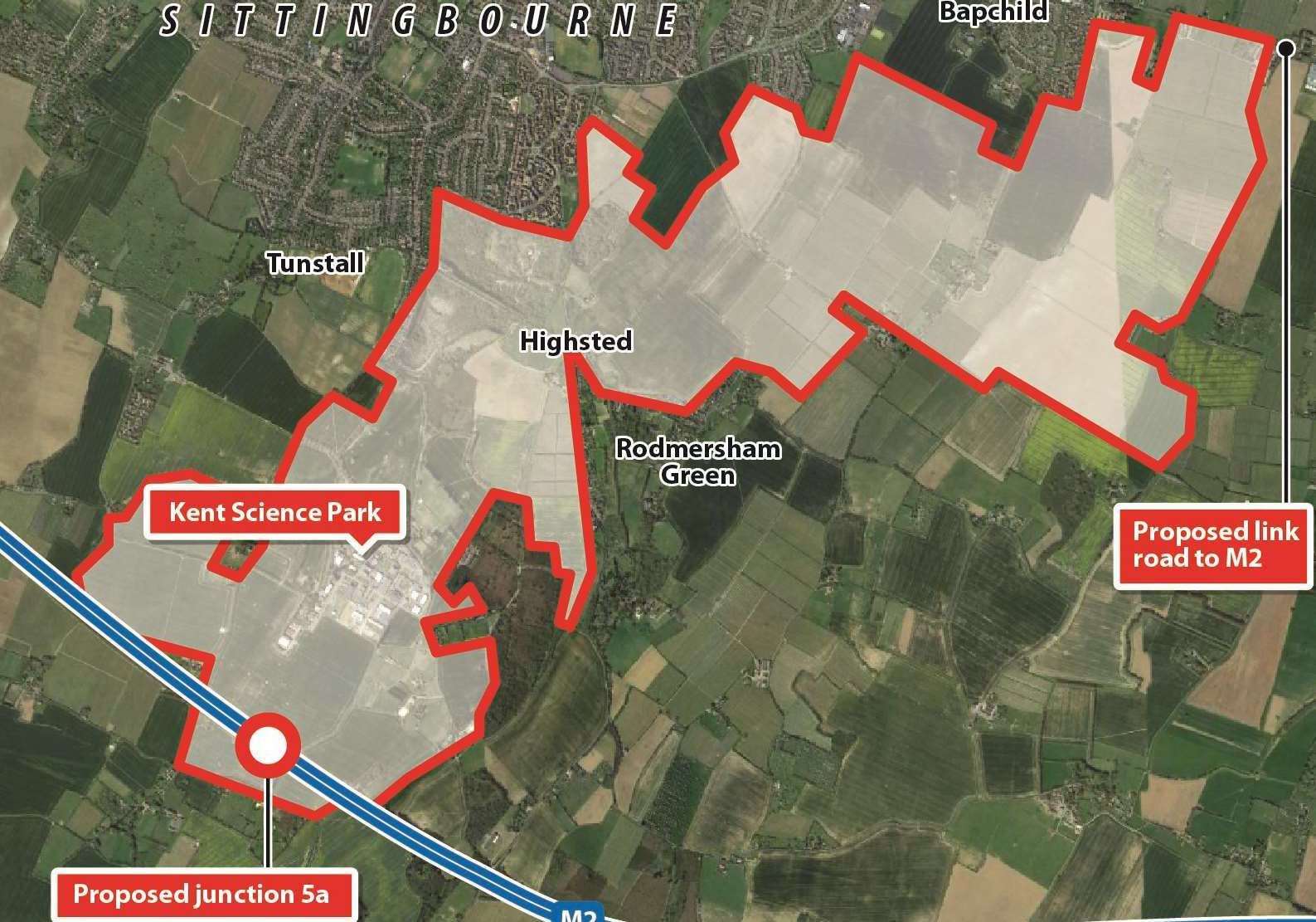 The size of the proposed Highsted Park development. Picture: KM Graphics