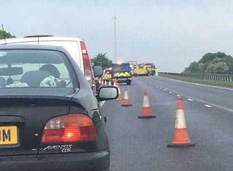 There are serious delays after the A249 was closed following a crash