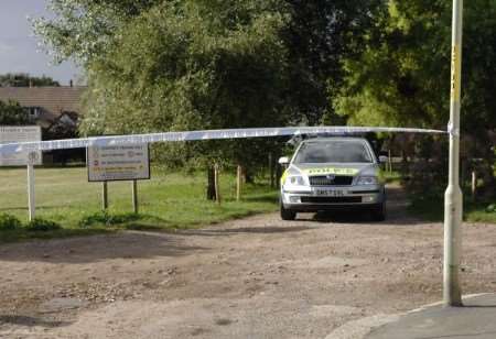 Police tape and a car block off Oxenden Square on Wednesday morning. Picture: Gerry Whittaker
