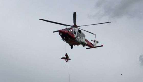 Logan Enfield being winched to safety at Minster Cliffs