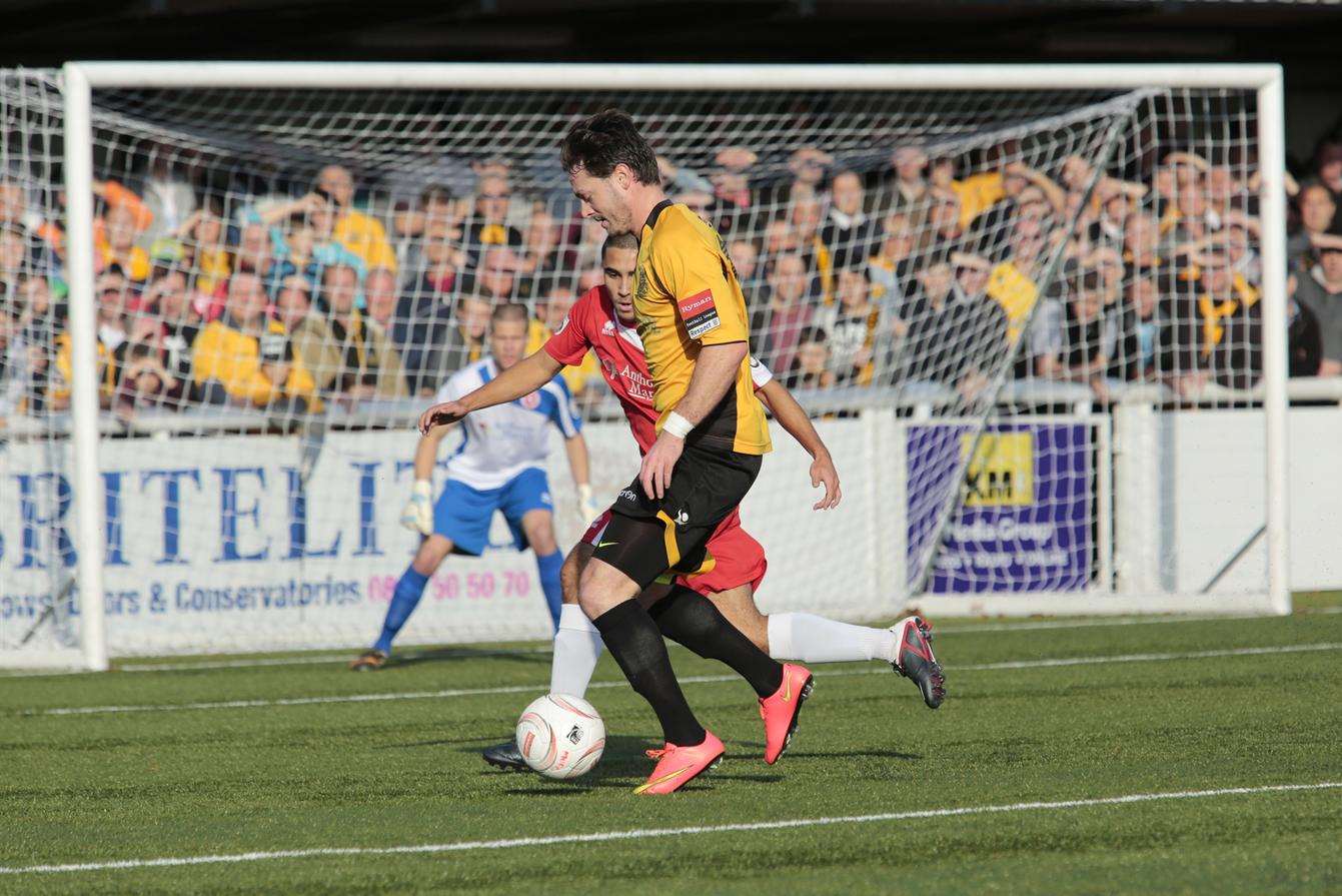 Maidstone goalscorer Frannie Collin takes on the Welling defence on Saturday Picture: Martin Apps FM3478156
