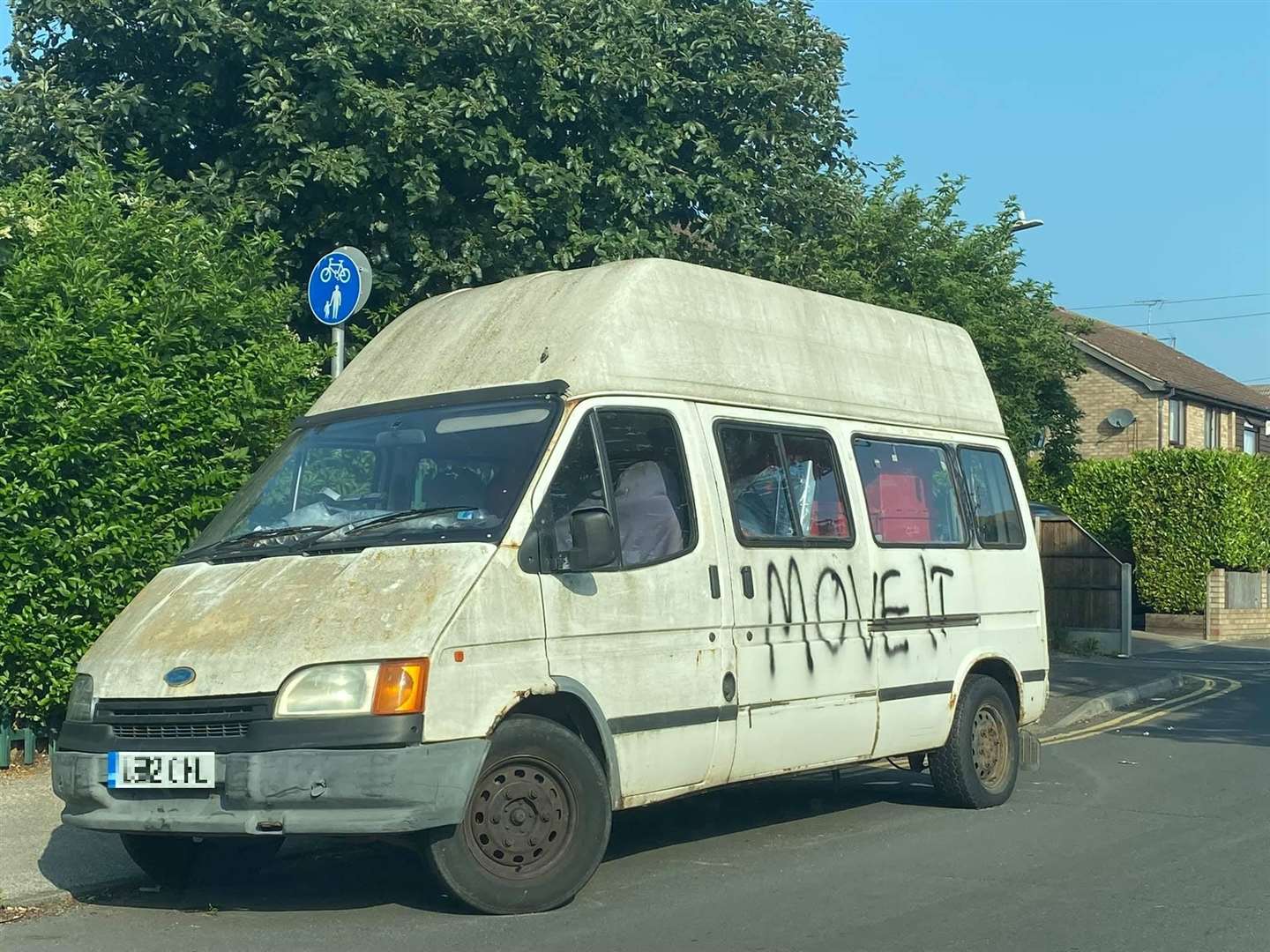 'Abandoned' van in Sheerness with 'Move it' spray painted on its side. Picture: Darren Jamie Atkins