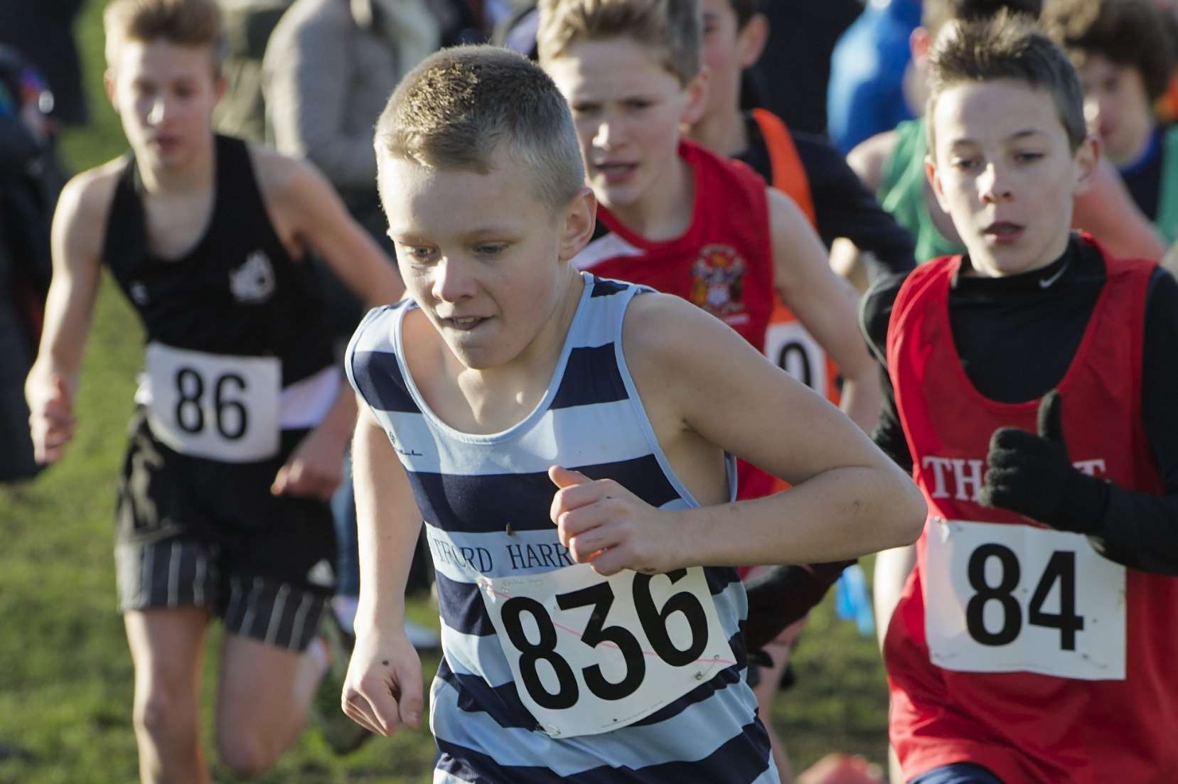 Archie May of Dartford and Gravesham makes strides in the junior boys category at the Kent Schools Cross-Country Championships Picture: Andy Payton