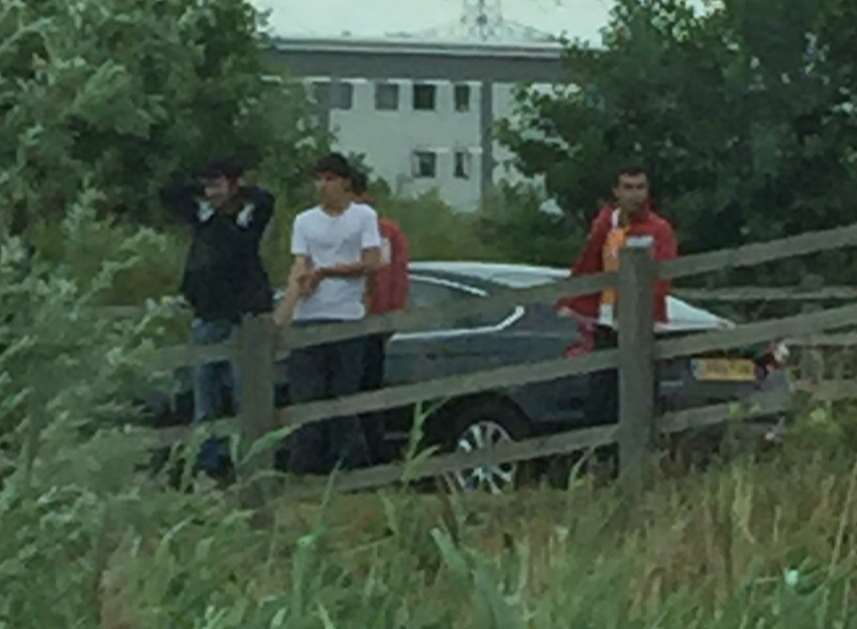 Suspected migrants thought to be same ones stopped by police near the crossing. Picture: Sam McKinnon