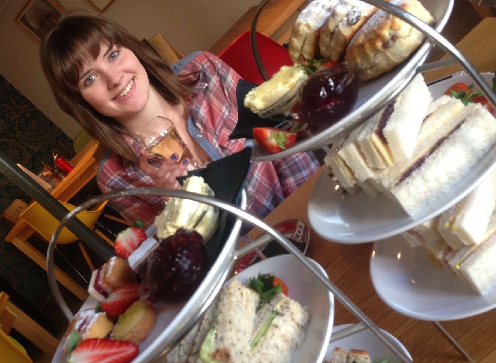 Reporter Lizzie Massey having afternoon tea at Nucleus Arts in Chatham
