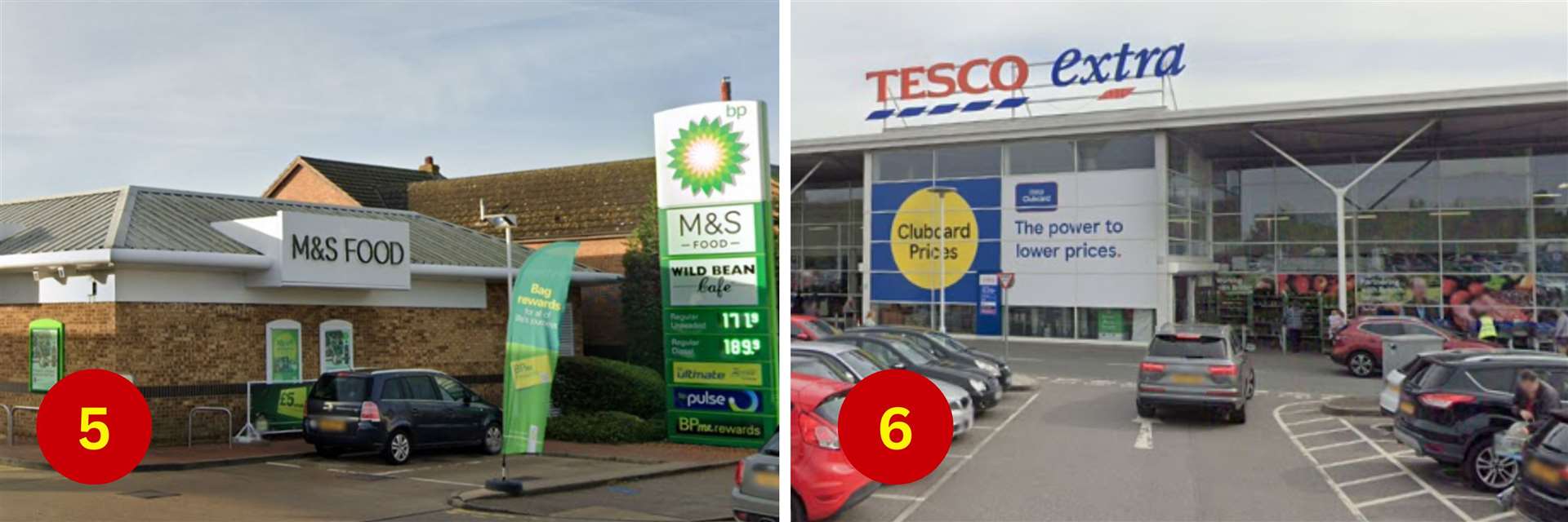 The M&S Simply Food in Margate (left) and Gillingham's Tesco Extra. Picture: Google