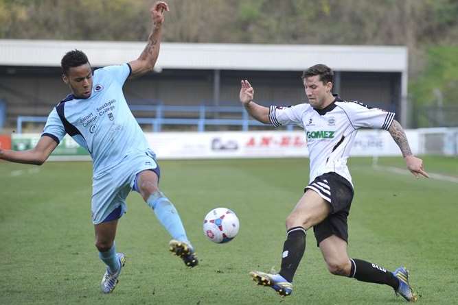 New Maidstone signing James Rogers (right) in action for Dover last season Picture: Tony Flashman