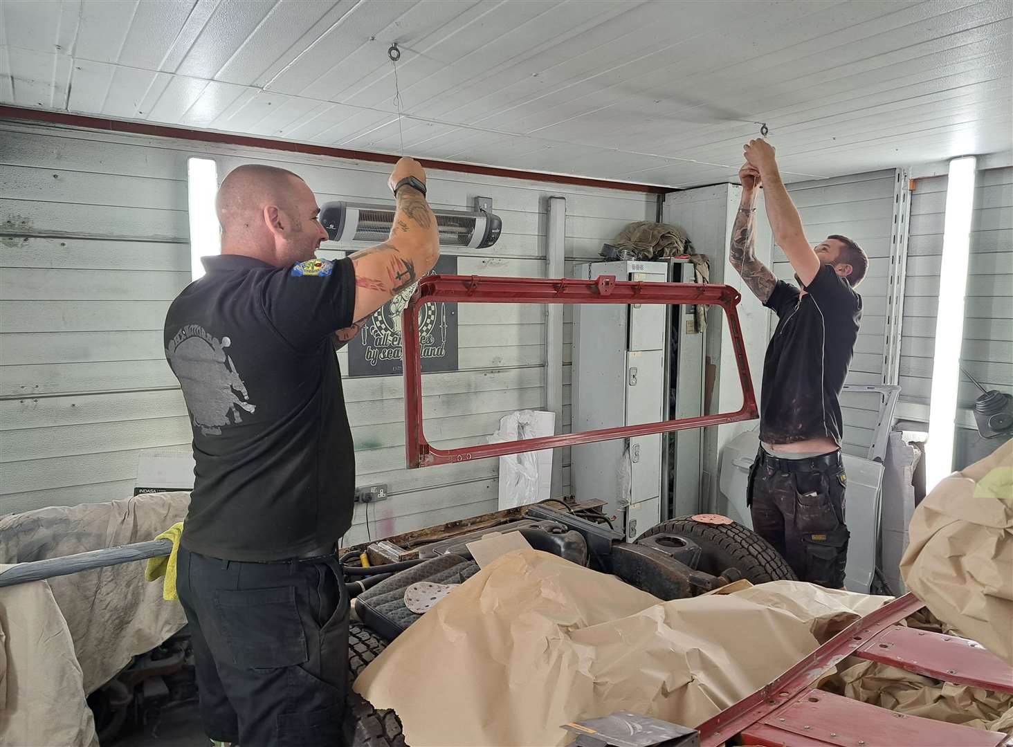 Adam Francis and Scott Ironmonger at work on a respray