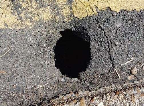 The sinkhole in Swanfield Road. Pic: Claire Goddard (12584202)