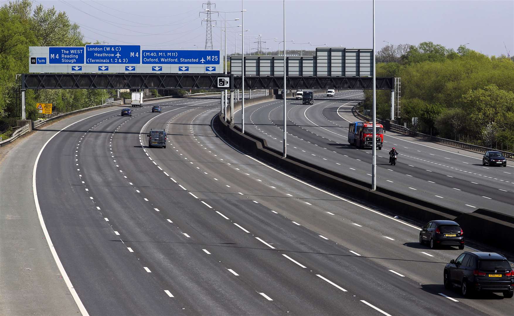 A view of the M25 motorway near Heathrow during lockdown (Steve Parsons/PA)