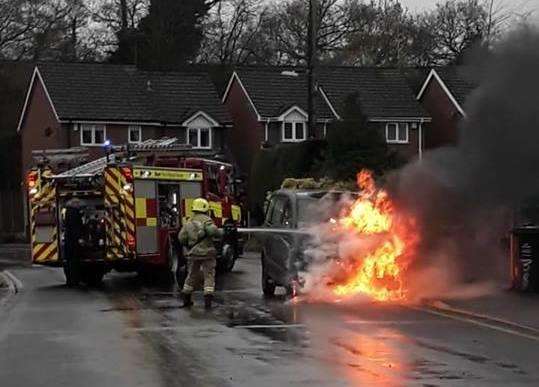 The fire happened this morning in Fawkham Road, Longfield. Picture: Jeremy Clitheroe (5691049)