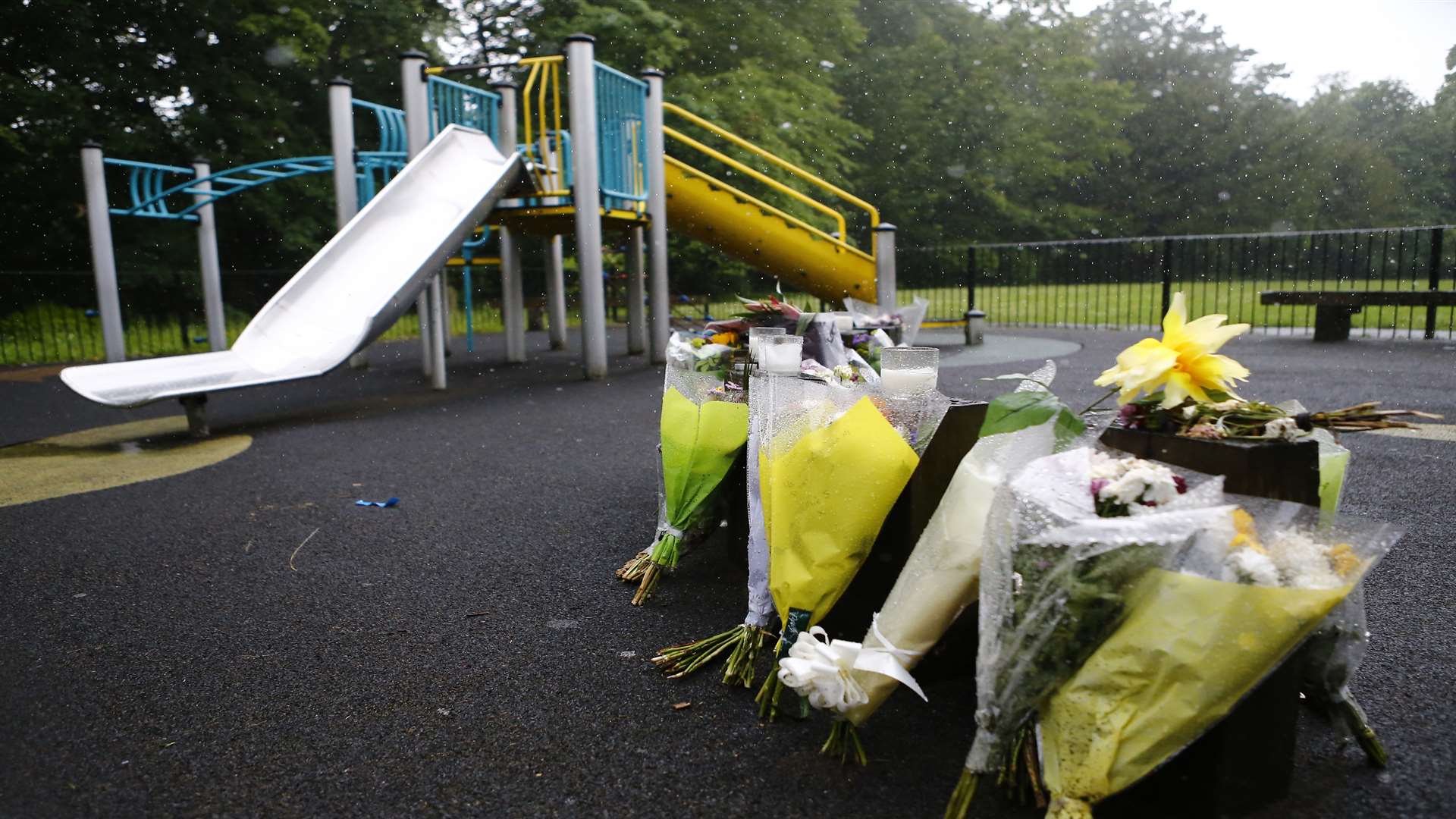 Flowers laid at Radnor Park, a place where Luna used to go after school