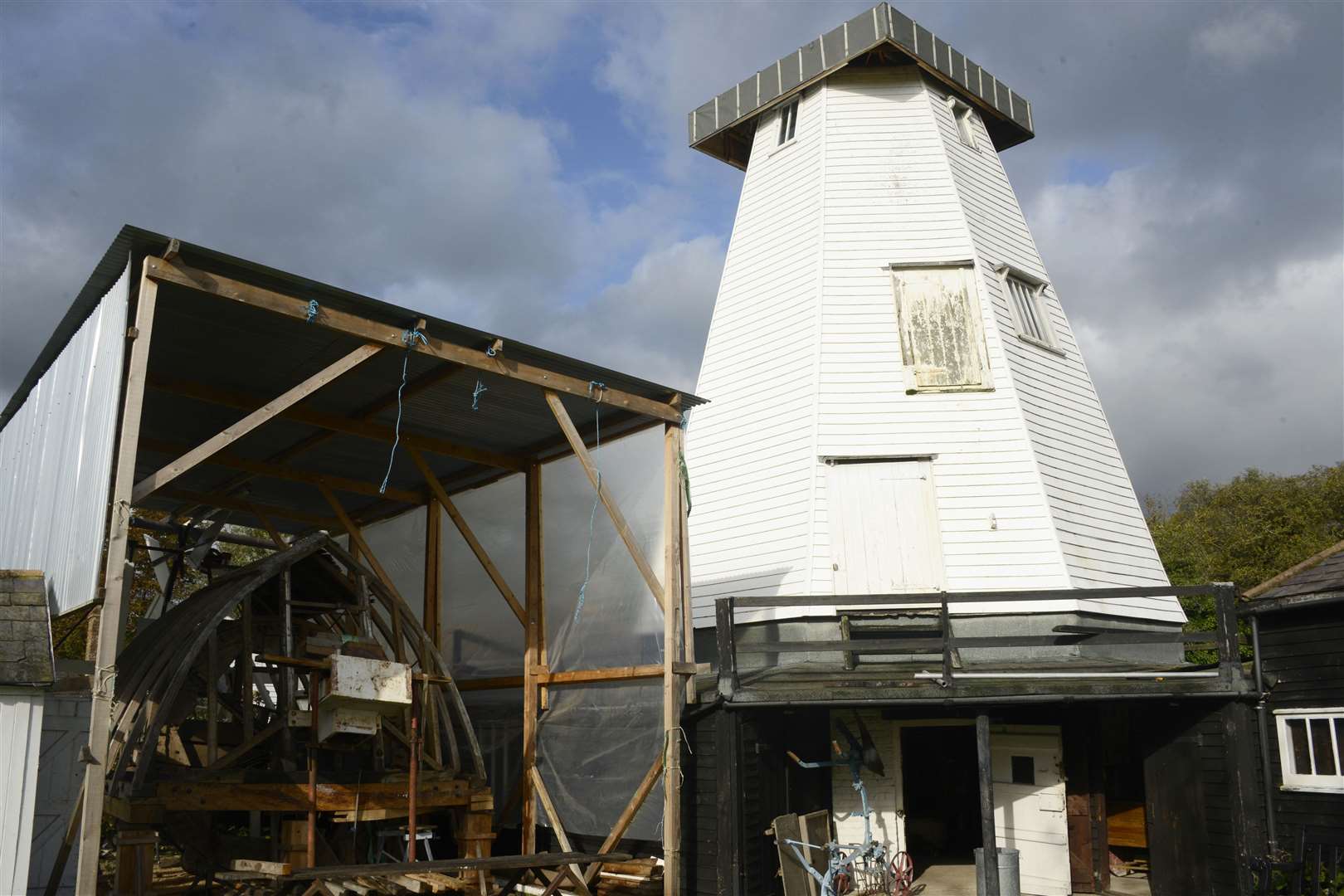 Sandwich White Mill Rural Heritage Centre pictured before the storm damage shows the cap next to it being renovated. Picture: Paul Amos