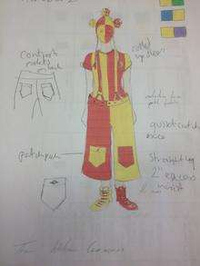 Designs for an outfit to be worn by acrobats at Olympic medal ceremonies - designed by students at Folkestone Academy