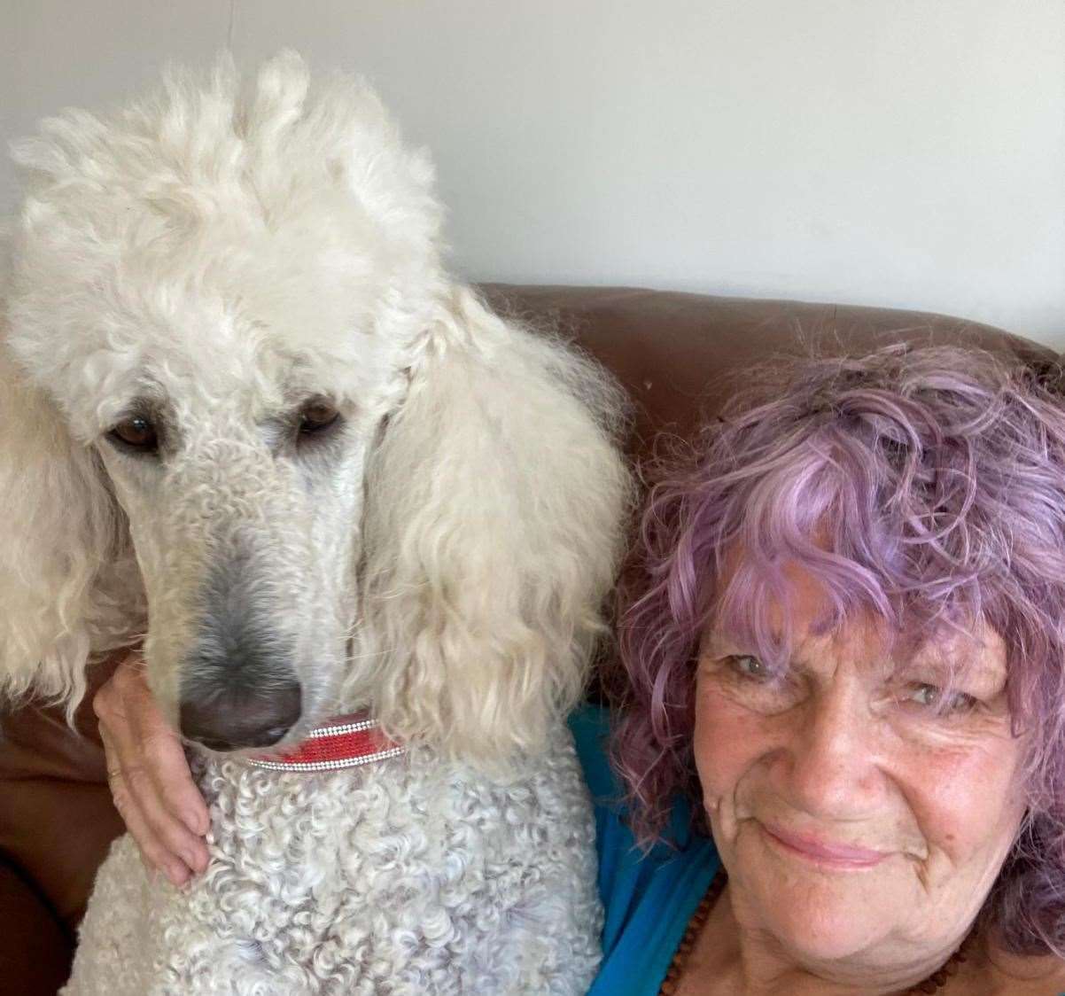 Sue Knowles, from Warden, with her three-year-old Poodle Leo. Picture: Sue Knowles
