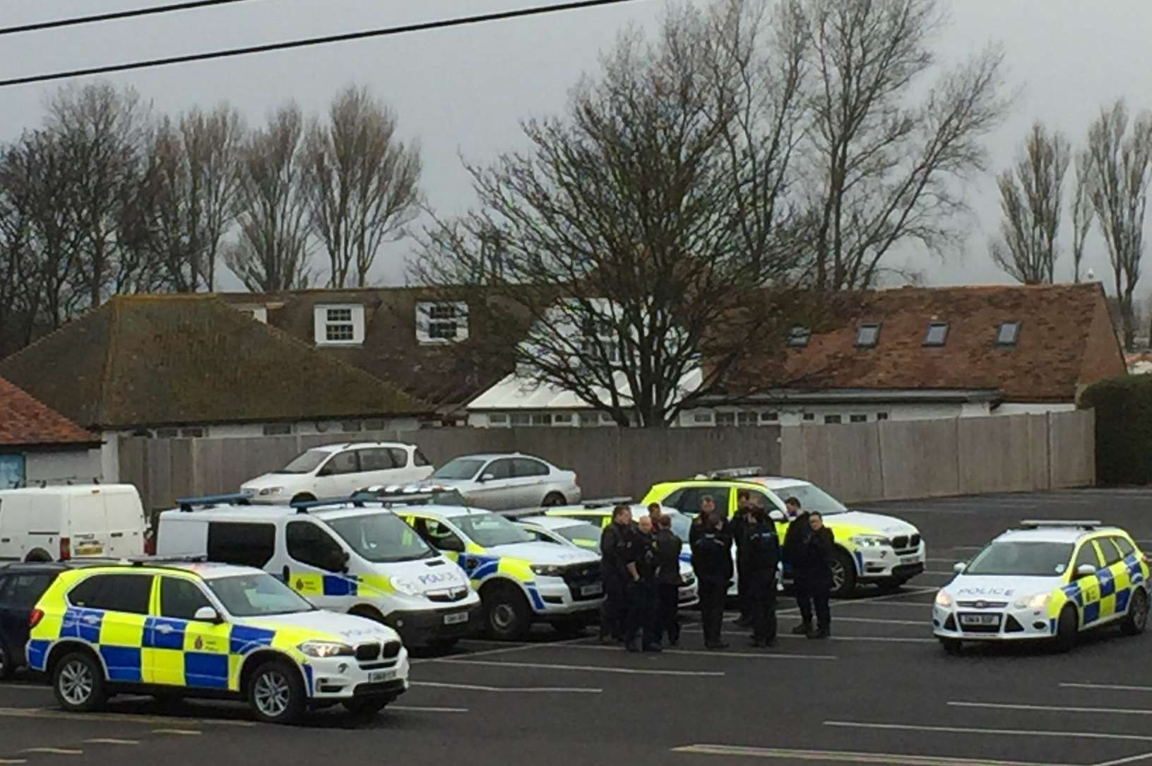Police at the Neptune pub car park this morning. Picture: Rebecca Knight