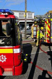 Firefighters attend a fire at the back of the former Newbie News in Leysdown.